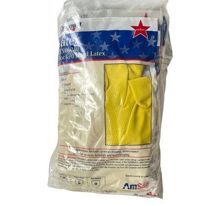 Renown Flock-Lined 18 mil Yellow Latex Gloves 12-Pair Package Sz Medium REN05240